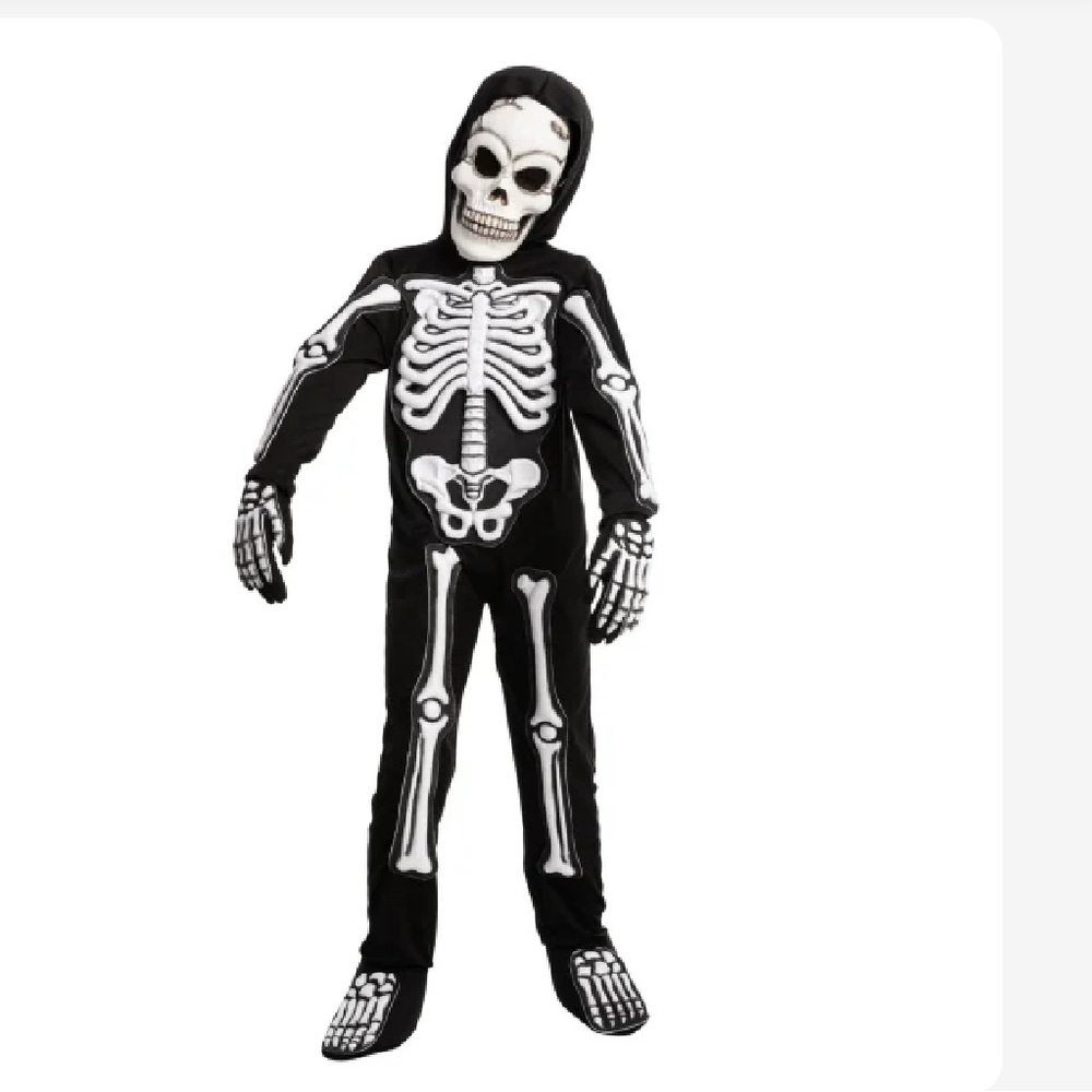 NWT Spooktacular Creations Fierce 3D Skeleton Halloween Costume Kids Sz (5-7 yr)